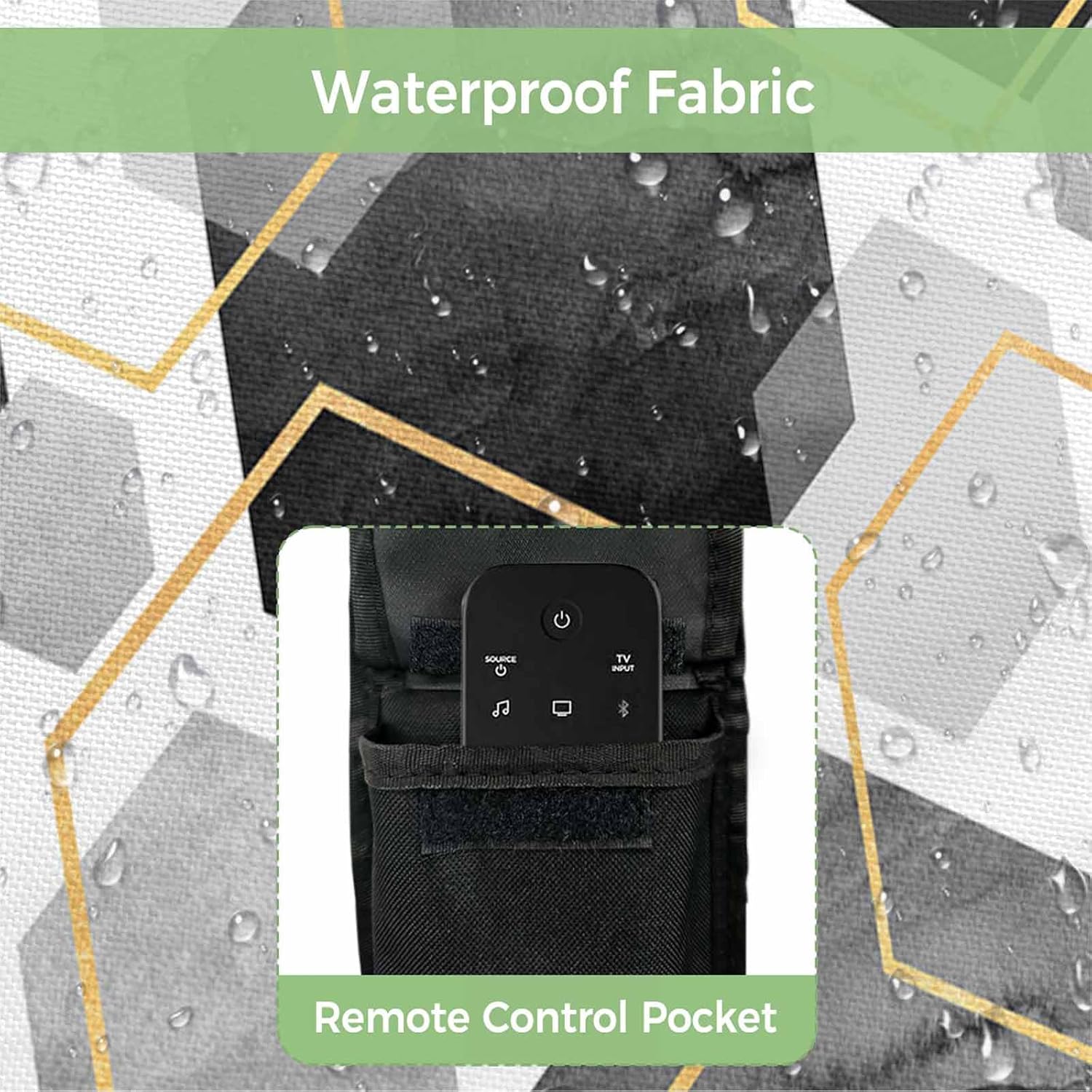 Outdoor TV Cover 75 Inch Black Geometric TV Enclosure Modern Abstract Lines TV Covers for Outside TV Display Screen Protector with Remote Control Pocket Home Decor