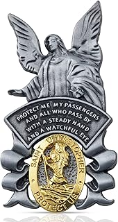 Fanhostco Guardian Angel Car Visor Clip, St Christopher Medal for Car Saint Christopher Visor Clip, Bless Driving Safety Religious Gift