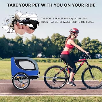 Large Dog Trailer for Bike, Folding Bike Trailer for Dogs with 18.9 Wheels, 120LB Capacity All-Terrain Pet Carrier, Universal Bicycle Coupler