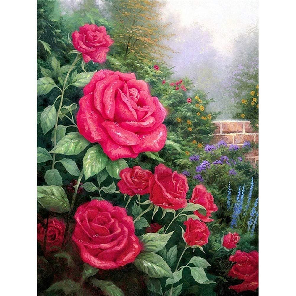 Peinture diamant fleurs toile tendue sans pli strass carrés pour loisir créatif