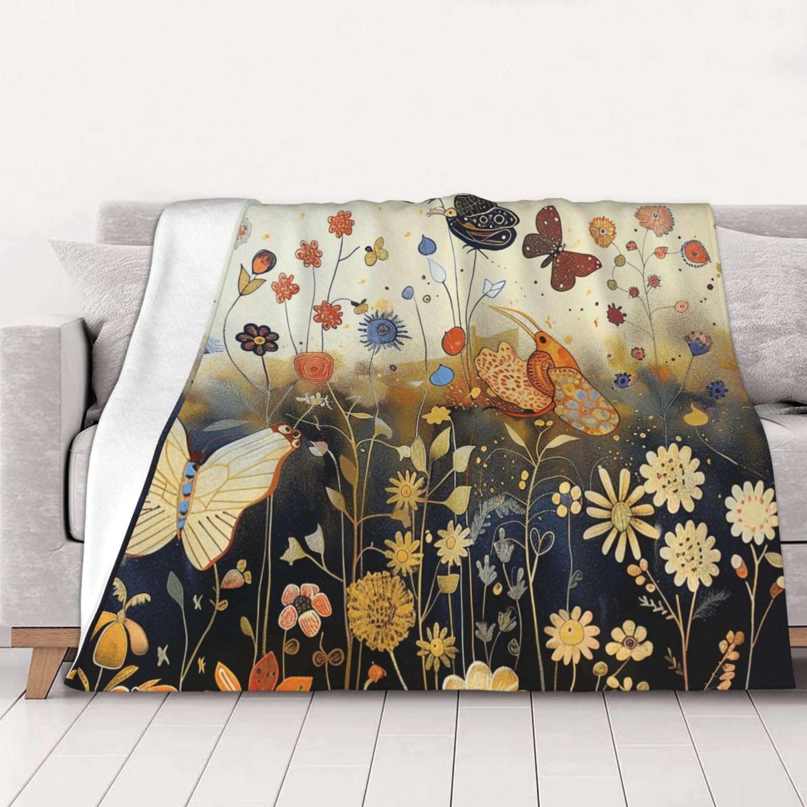 Couverture flanelle poule et fleurs, une idée cadeau mixte pour adultes