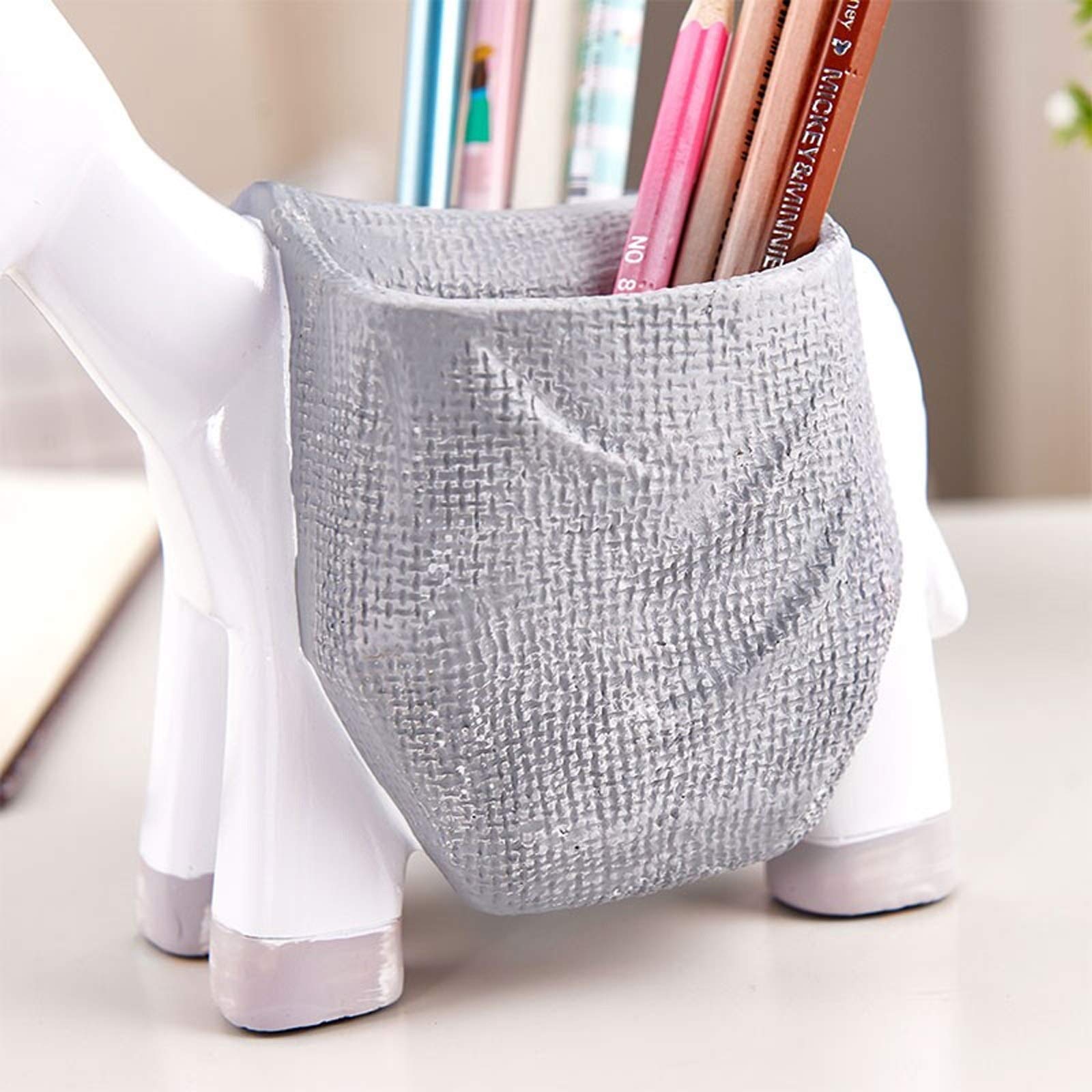 Stifthalter Schreibtisch Harzstift Halter Schreibtisch Organizer Bleistifthalter, Kreative Stifthalter Lagerung, for Büro Home School (weiß/braun) Schreibtisch (Color : B)