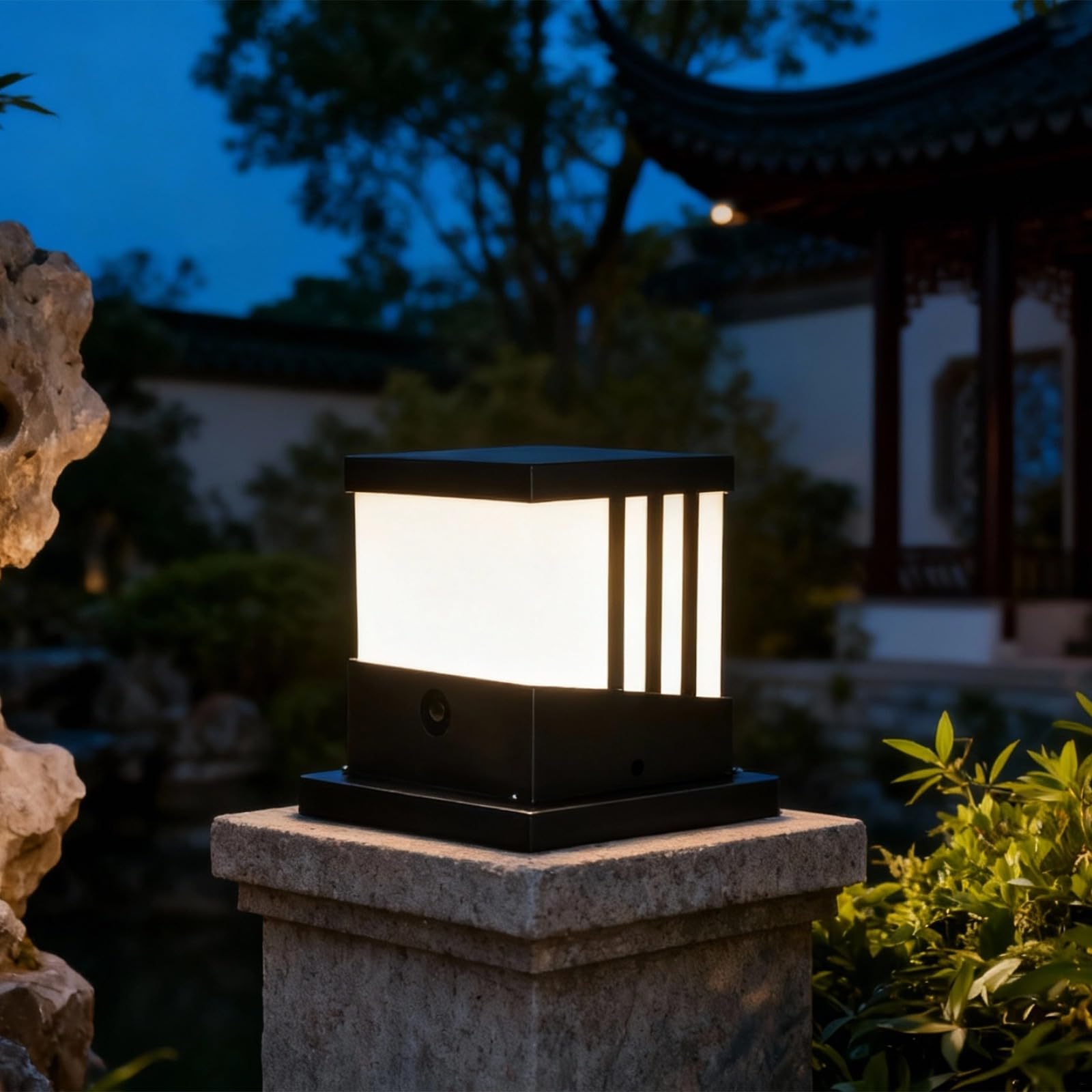 3-kolorowa regulowana lampa solarna do ogrodzenia, wodoodporna lampa słupkowa LED, ogród, patio, podwórko, podjazd