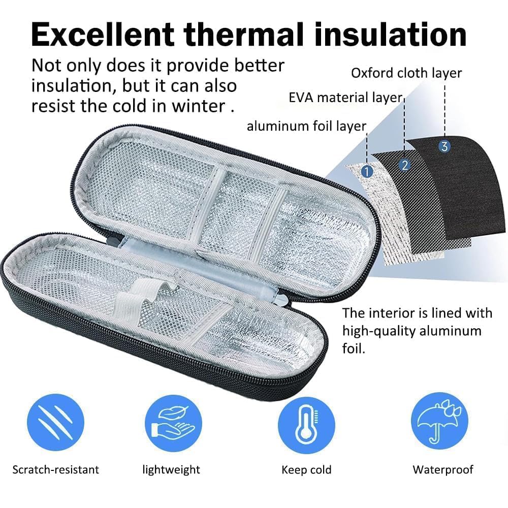 Pochette Isotherme Insuline,Trousse Sac Medicament Voyage avec 2Pcs Sac De Glace Réutilisable en Gel,Sac pour Diabétique,Trousse Sac Medicament Voyage pour Garder Médicaments Au Froid(Noir)
