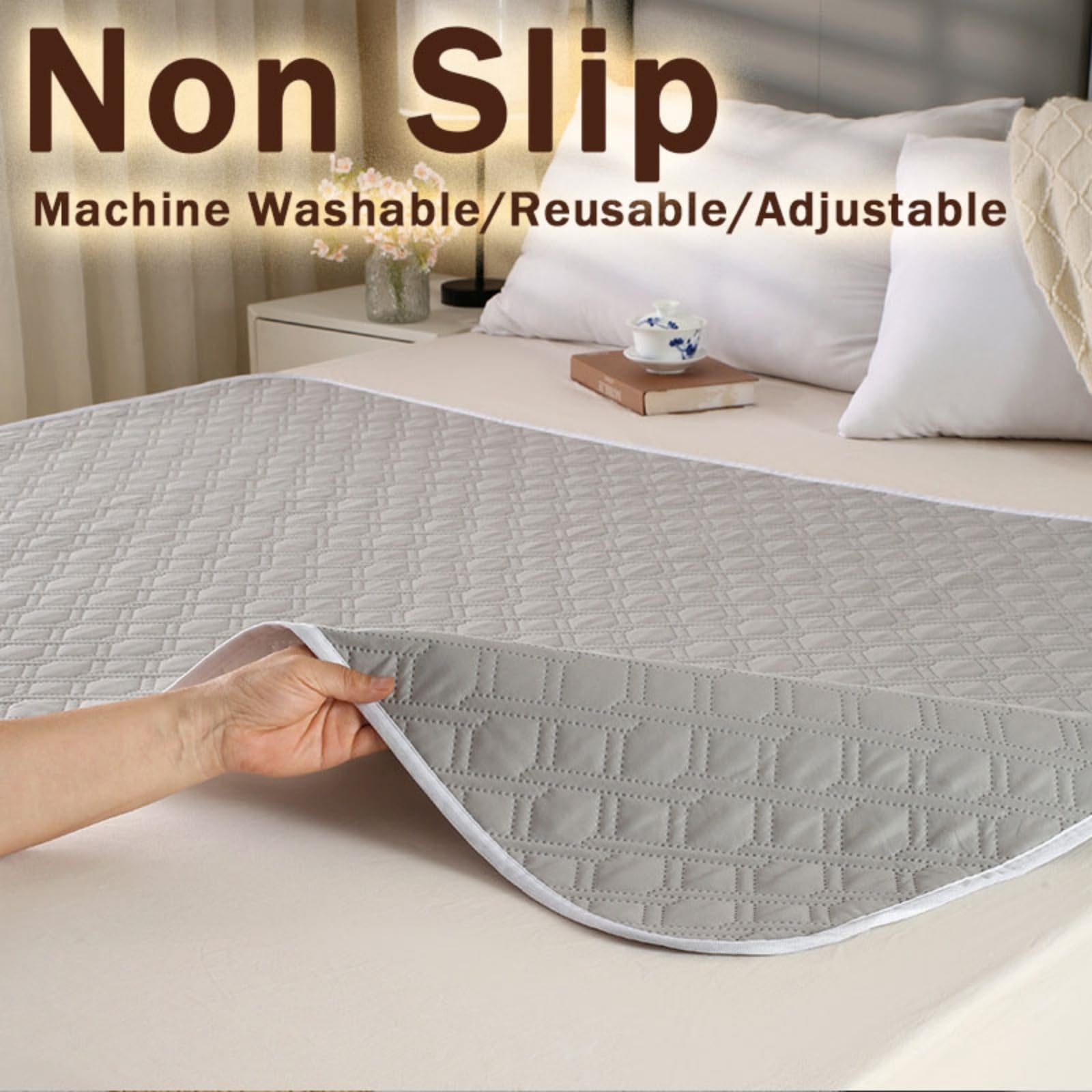 Morbuy Empapadores Cama Lavables Reutilizables para Adultos Niños Empapadores Cama Impermeable Absorbentes Ideal como Salvacamas para Incontinencia, Mayores (210*260cm,MS13 Gris Oscuro)