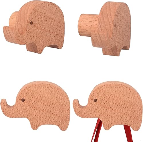 Ganchos de pared de madera paquete de 4 ganchos creativos para colgar en la pared ganchos de madera rústica ganchos de gancho para bata de baño