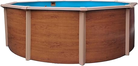 Planet Pool Stahlwandpool rund Classic 360x120 cm, Stahl 0,45 mm Holzoptik, Folie 0,3 mm blau, Overlap