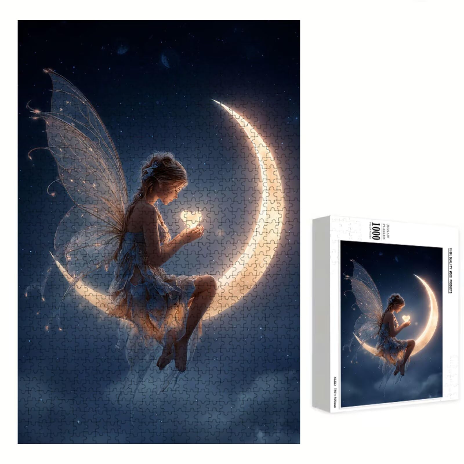 Puzzle 2000 elementów - Wróżka i Księżyc - Trwałe drewniane puzzle z literami na plecach - 70 x 100 cm - Kreatywne hobby bez kurzu - Artykuł kolekcjonerski i 14 lat w ponad P3#1353