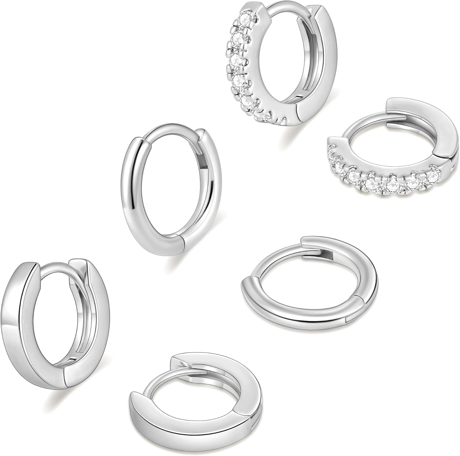 micuco 3 Pairs Small Hoop Earrings Set for Women, 14K Gold Plated Huggie Hoop Earrings for Men, Tiny Cartilage Hypoallergenic Earring Set