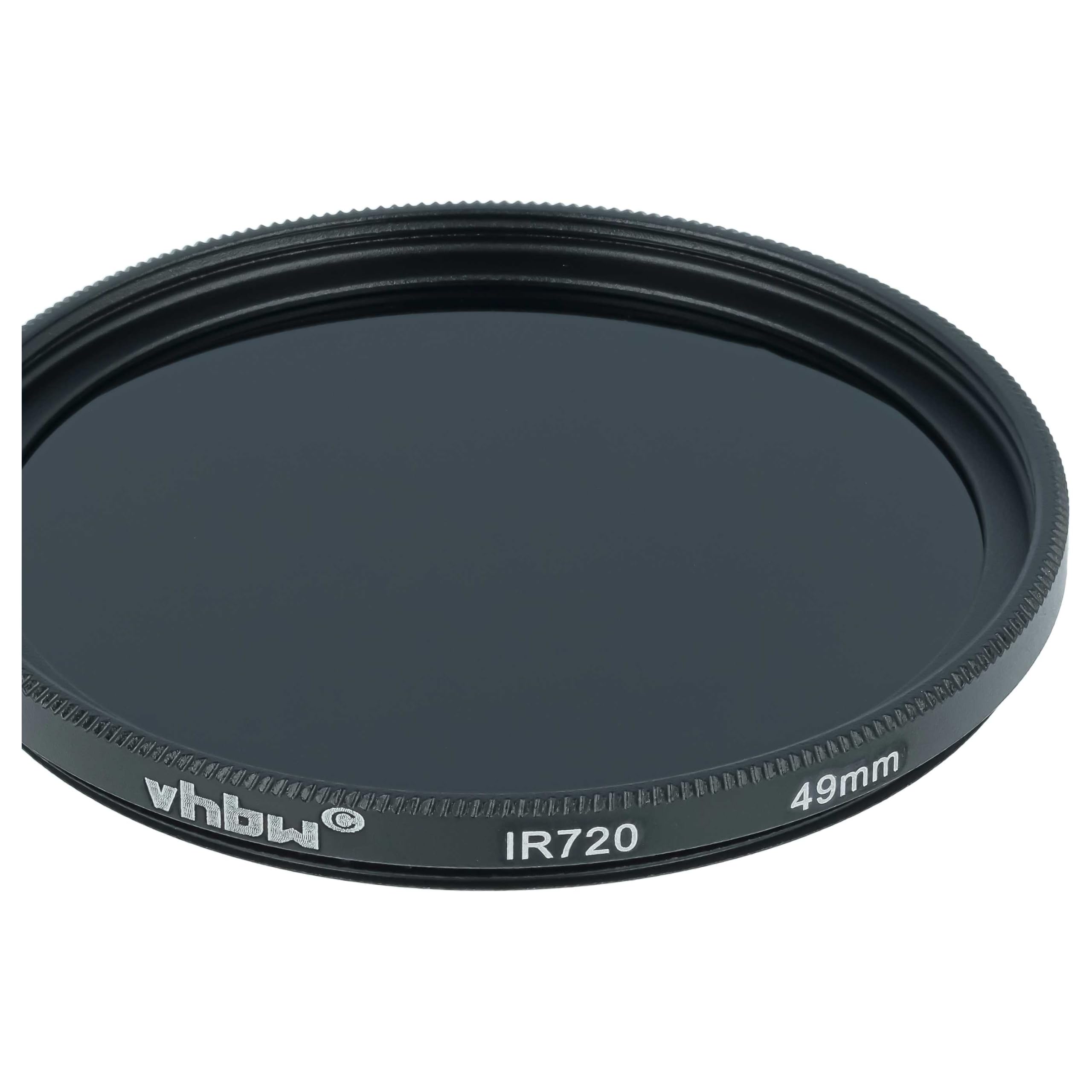 vhbw Universal Infrarot Filter 720nm für Kamera Objektiv - Zirkularer IR-Filter, 49mm, Schwarz