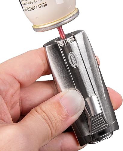 Miniatura 11 de Cobber Encendedor de puros de antorcha, doble llama de 2 chorros recargable de butano, encendedor de cigarros gris