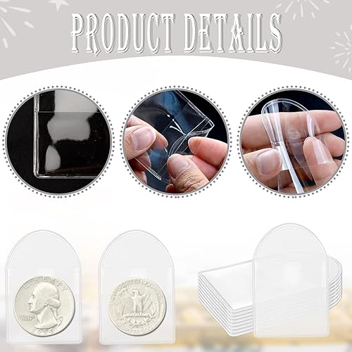 Miniatura 3 de Vmiapxo Paquete de 200 fundas para monedas de un solo bolsillo, soportes protectores de monedas de plástico transparente de 2 x 2 pulgadas,