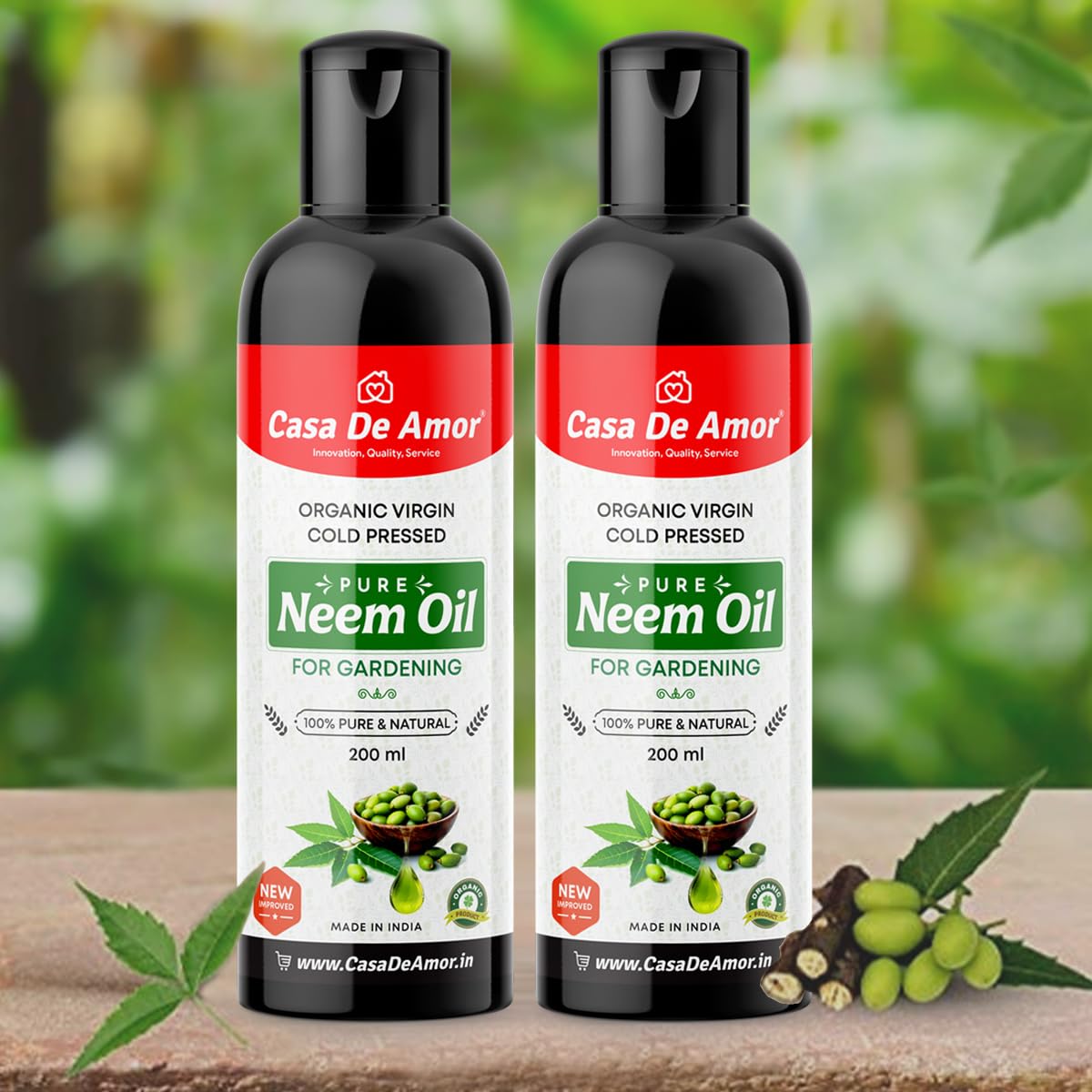 Casa De Amor Organic Cold Pressed, Essential Pure Neem Oil for Spray on Plants & Garden (2 Packs of 200ml (total 400 ml)-image-19