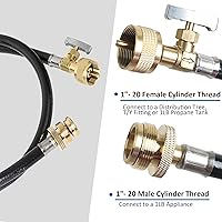 Vista 2 de ATKKE Manguera de extensión de antorcha de propano de 4 pies con válvula de cierre para poste de árbol de propano de distribución de árboles