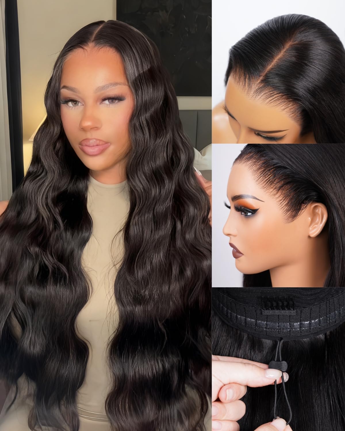 13×6 HD Lace Front Glueless Wigs Human Hair Pre Plucked Pre Cut Pre Bleached Knots 220% Density Body Wave New Upgrade Ear-to-Ear Frontal Drawstring Wigs for Women Natural Black 24 Inch 13×6 HD Lace Front Glueless Wigs Human Hair Pre Plucked Pre Cut Pre Bleached Knots 220% Density Body Wave New Upgrade Ear-to-Ear Frontal Drawstring Wigs for Women Natural Black 24 Inch