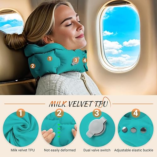 Miniatura 9 de Almohada inflable de viaje para avión, almohada inflable para el cuello, para viajes, oficina, siesta, soporte para el cuello, compra 1 y obtén 3 C