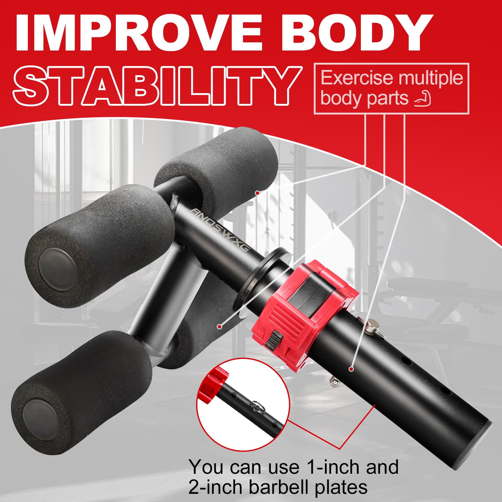 ANOSWXG Tib Bar, tibialis trainer, tibialis bar, Knees Over Toes Equipment for Strengthening Calves/Shins/Ankles, Fits 1