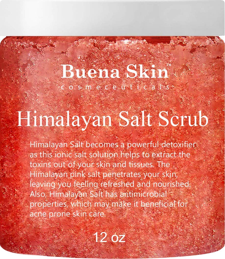Body Scrub Himalayan Salt - 100% Natural Deep Cleansing Exfoliator With Sweet Almond Oil And Lychee Oil Promoting Radiant Skin By Buena Skin 350ml