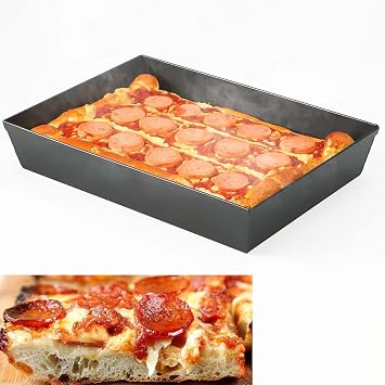 Detroit Style Pizza Pan 10x14x2.5 Heat-Resistant Up to 500F | (Non-Stick, BPA & PFOA Free)Pre-Seasoned Authentic Hard Anodized Detroit Deep Dish Pizza Pan, Five-Year Free -Replacement