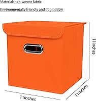 Vista 2 de Organizadores de Armario Contenedores de Almacenamiento de Tela Con Tapas Cubos Plegables Organizador Cesta Con Asas, Cajas de Almacenamiento