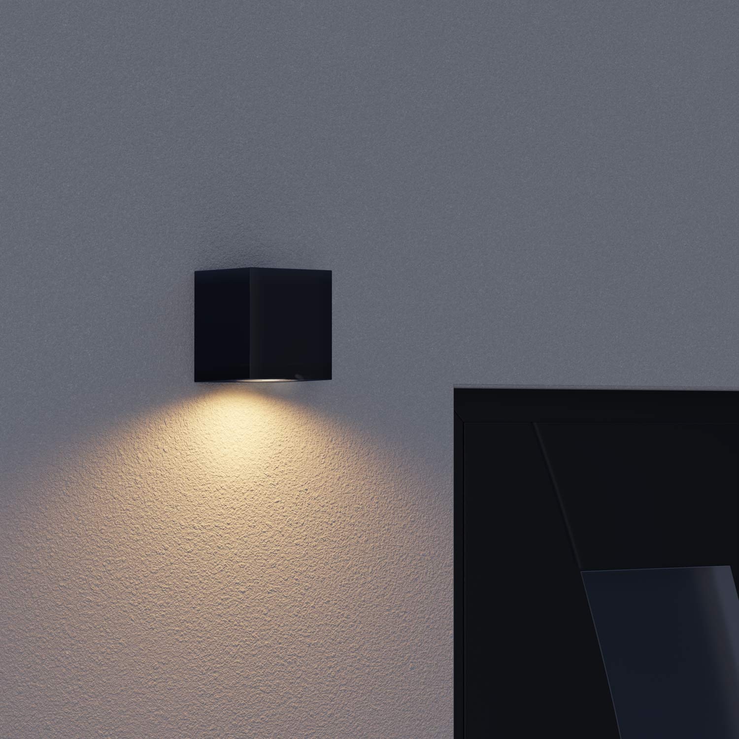 ledscom.de 2 x ALSE wall Light for Outdoors IP54, Downlight, Black matt, Angular, 1x GU10 max. 35W, Square, 2 pieces (pack of 1) - Image 4