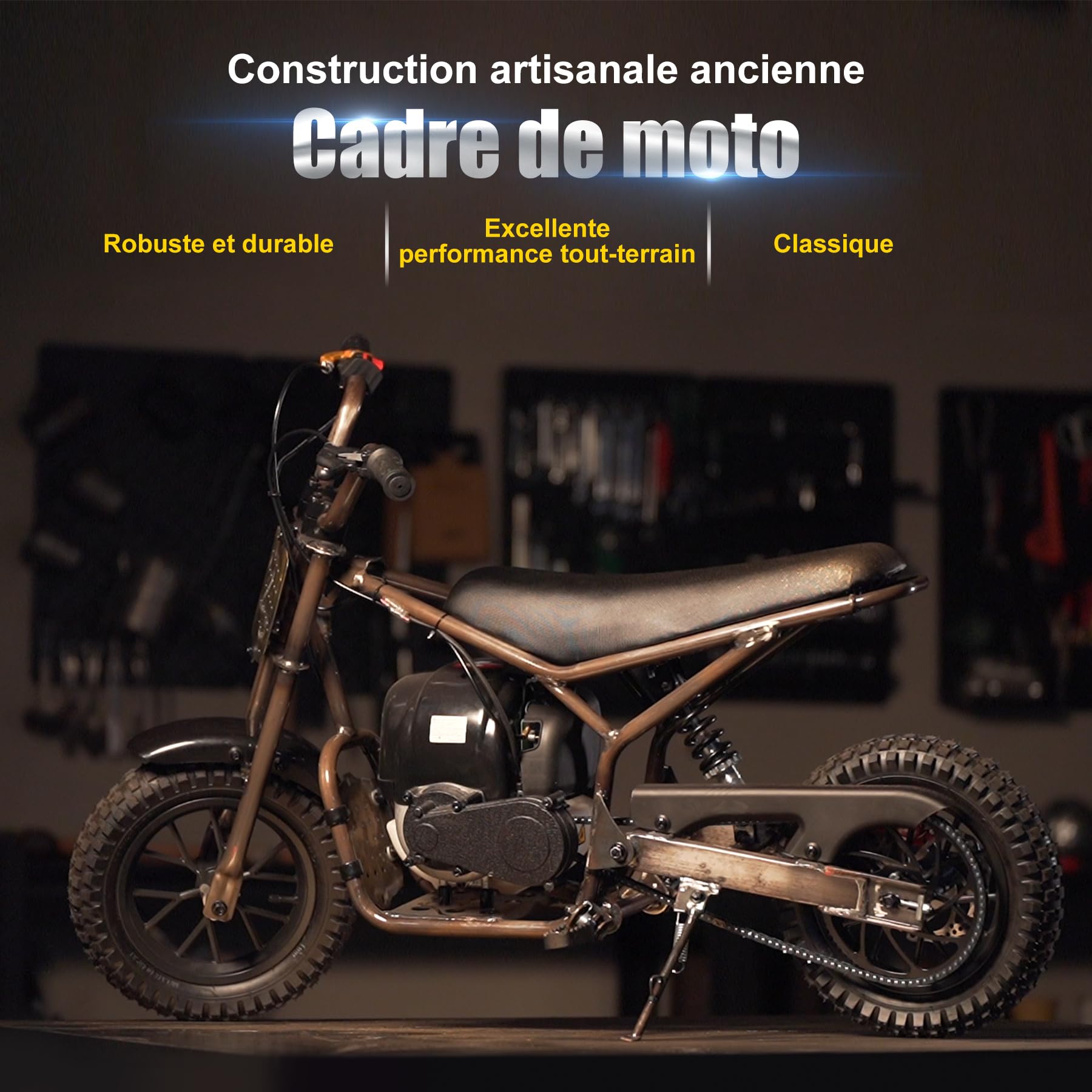 ORYXEARTH Mini-Motorrad für Kinder, 37,7 ccm, Geländemotorrad, 2 Räder für den Außenbereich, Hochleistungs-Benzinmotor, breite Off-Road-Reifen, Geschwindigkeit 25 km/h, geeignet für 14 Jahre
