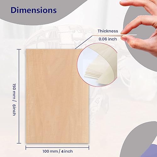 Miniatura 3 de Piezas de madera sin terminar, 25 hojas de tilo 1/16, hojas finas de madera contrachapada para manualidades, perfectas para proyectos de bricolaje,