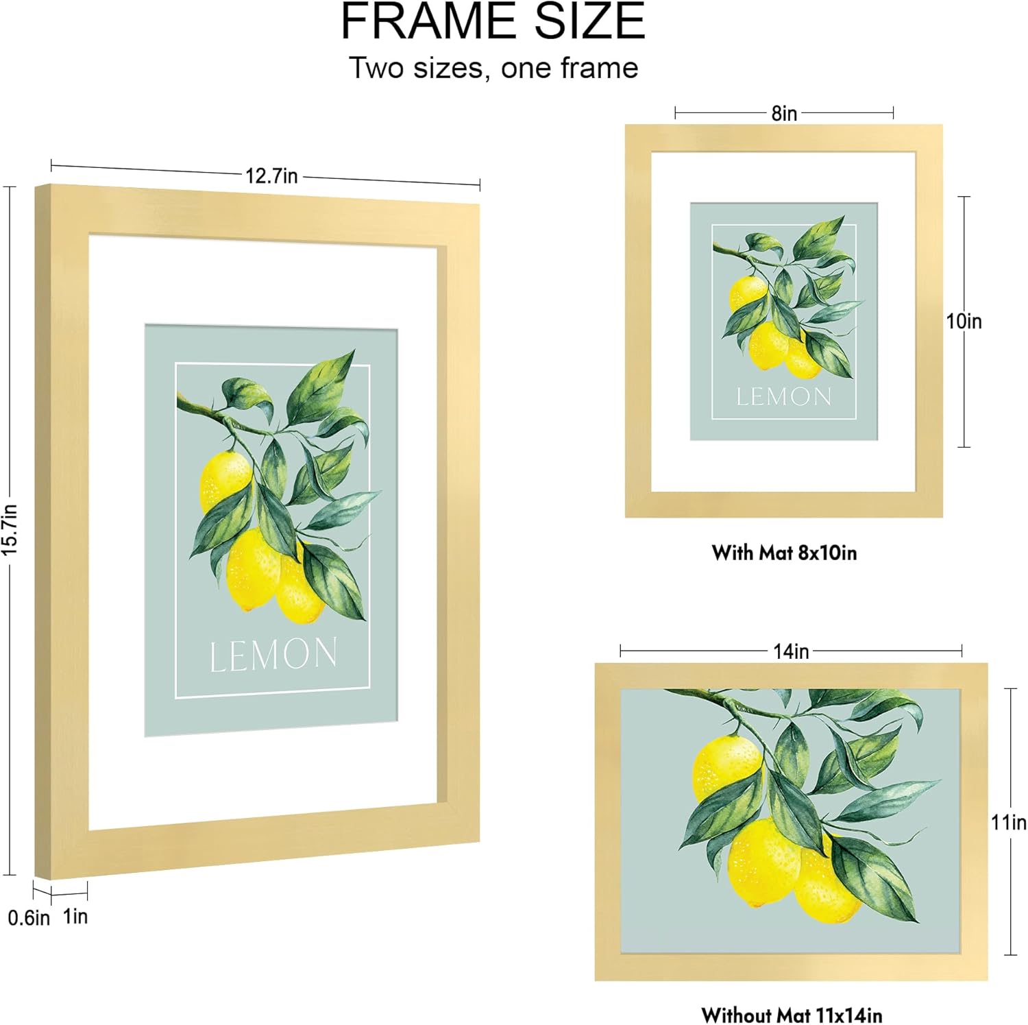 11x14 Picture Frame Set of 2, Made of Real Glass and Gold Wooden Frame - Display Pictures 8x10 with Mat or 11x14 Without Mat, 11 by 14 Photo for Wall Mounting - Image 2