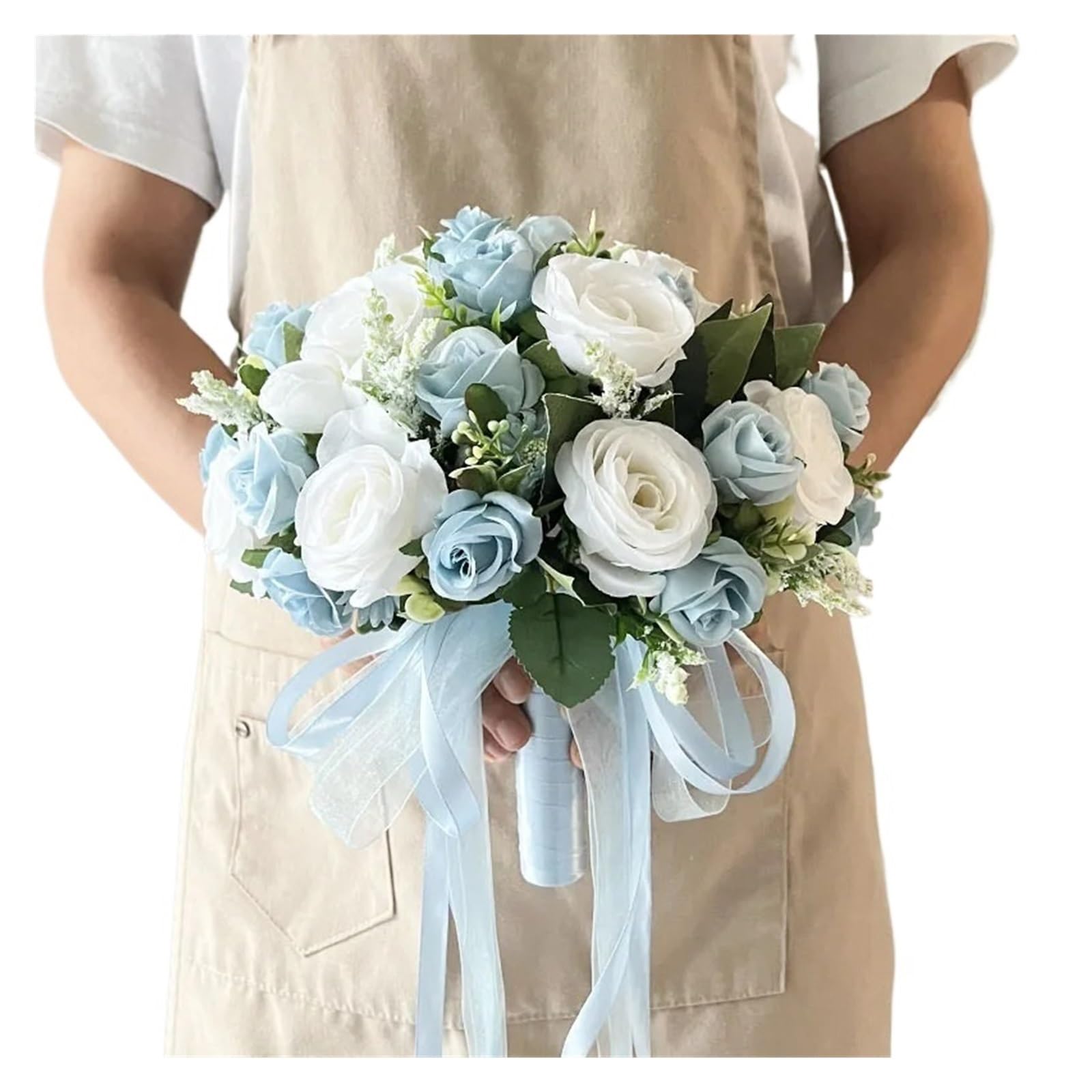 SHENJMAI Artificial Flower Bouquet Wedding Flower Bouquet Bridal Accessories Marriage Silk Flowers Artificial Roses for Bride Bridesmaid(Type 4)