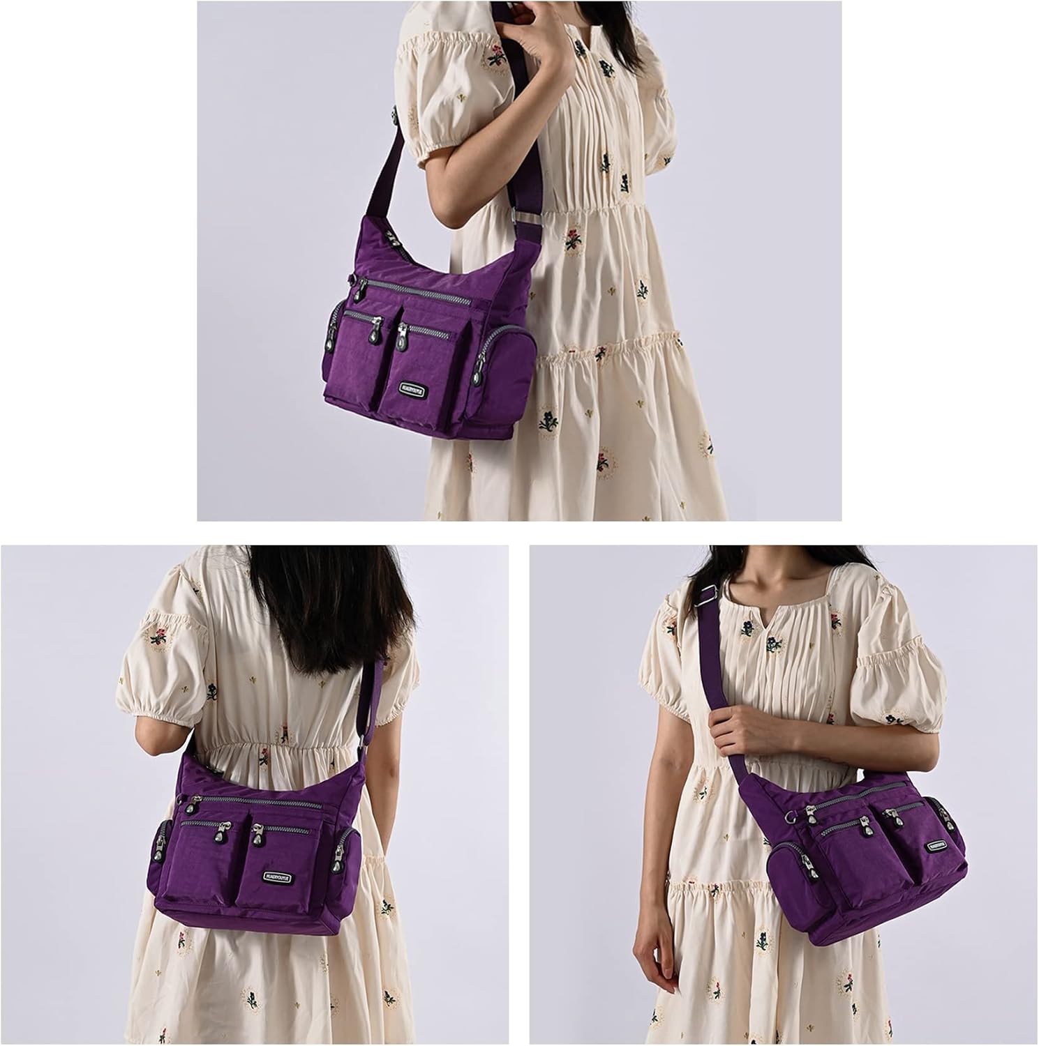 NOTAG Nylon Crossbody Bag for Women Lightweight Shoulder Bags Zipper Multipockets Messenger Handbags Purses