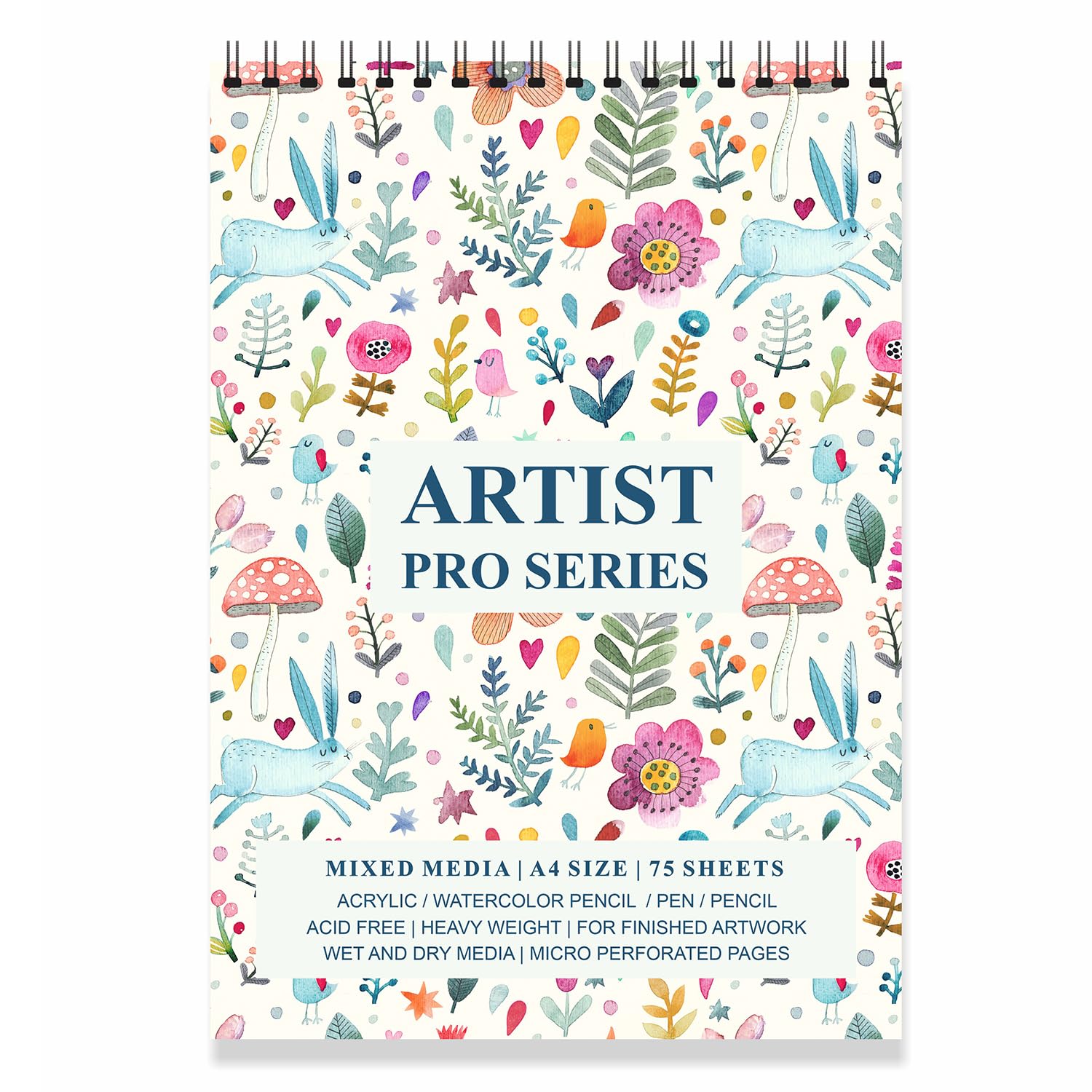 Paper Plane Design Wire Bound Artists Sketch Drawing Book, A4 Size, 75 Pages, 180 GSM (Multi-1)-picture-24
