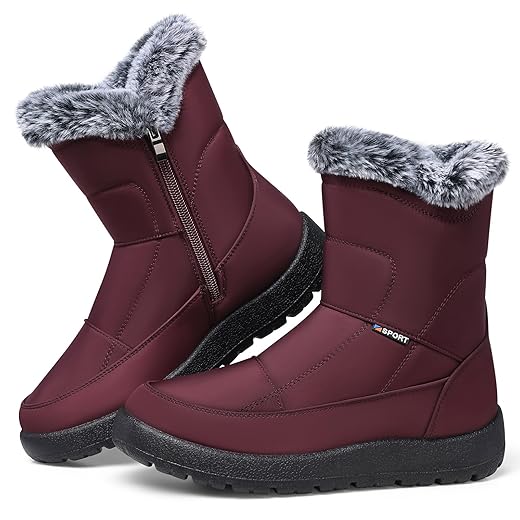 SHIBEVER Women's Snow Boots Winter: Waterproof Fur Lined Anti-Slip Ankle Booties Outdoor Comfortable Warm Women Snow Boot