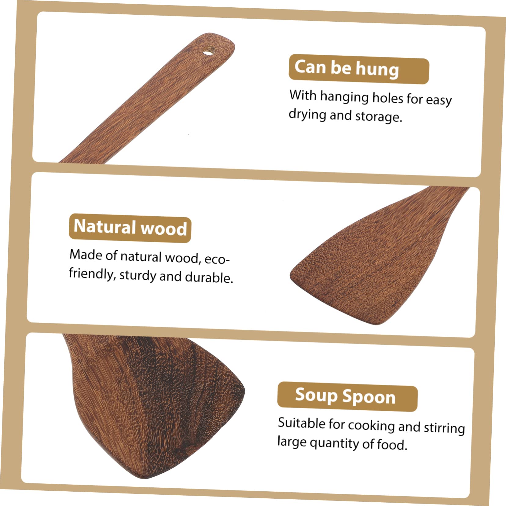 Set di 5 Utensili da Cucina in Legno per Cucina Antiaderente