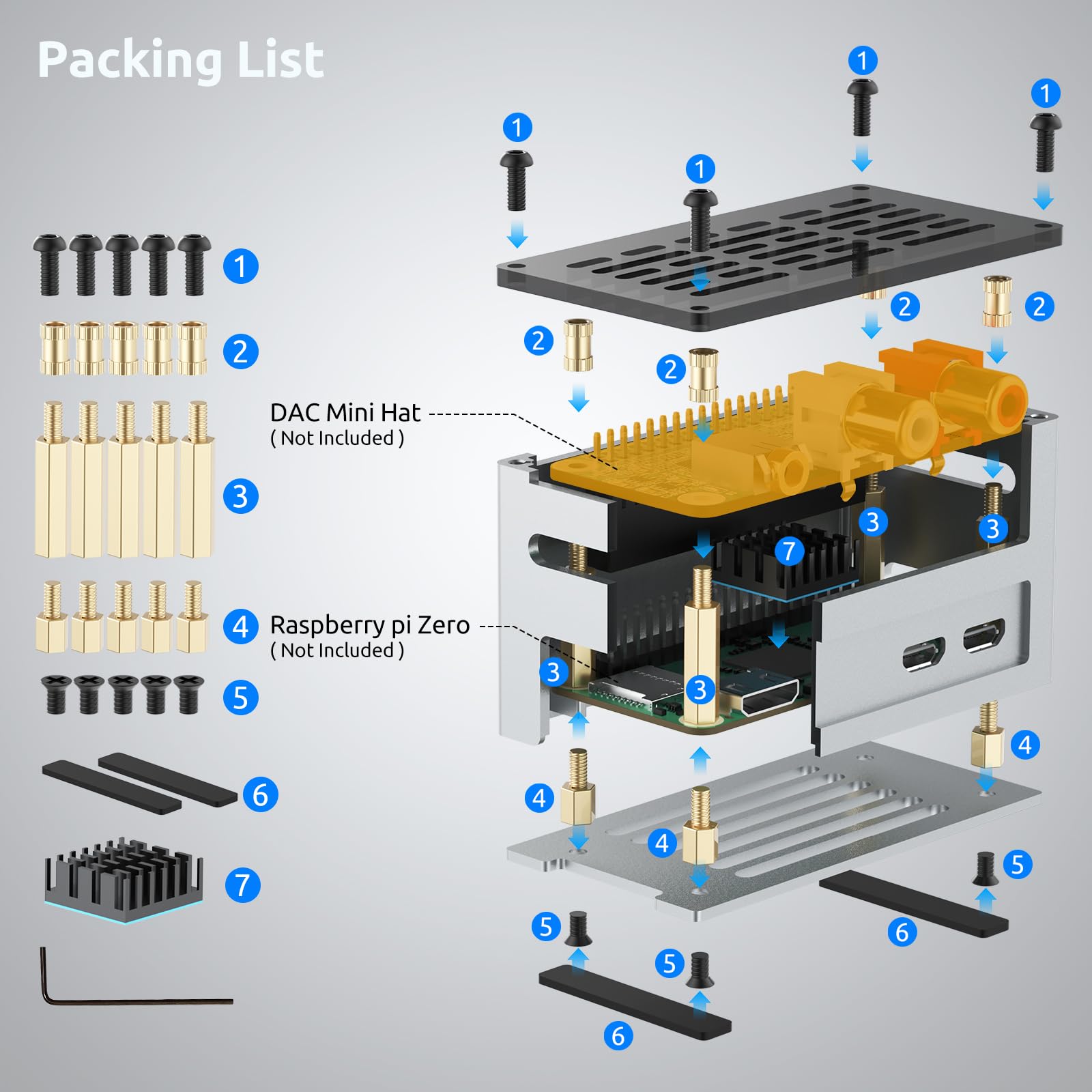 InnoMaker Obudowa ze Stopu Aluminium z Radiatoriem dla Raspberry Pi Zero - Chłodzenie Pasywne, Wentylowany Design, Kompatybilna z DAC Mini/AMP Pro Mini i Większością Płytek Rozszerzeń Pi Zero