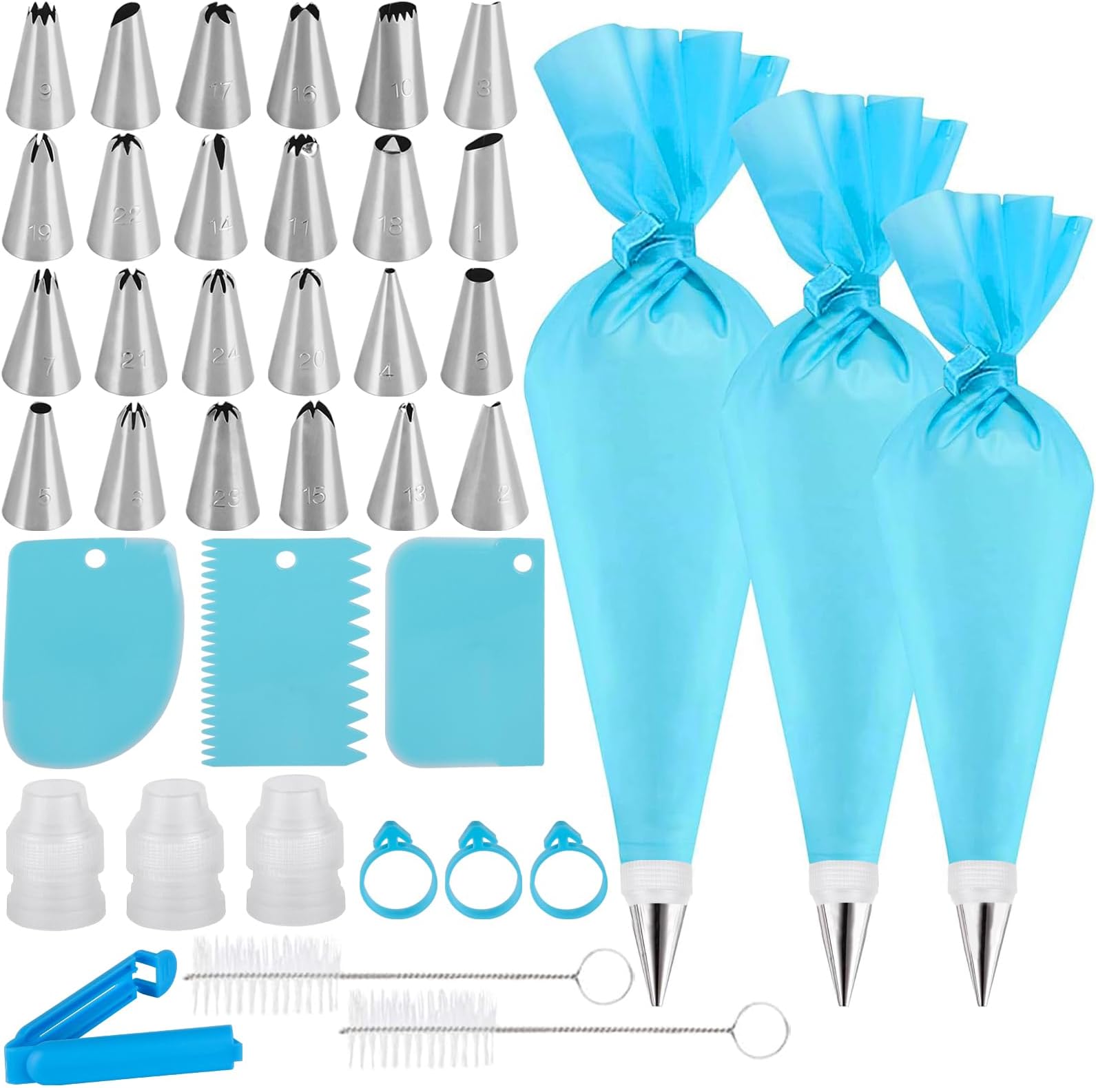 Piping Bags and Tips Set 39 Pcs 3 Reusable Pastry Bags