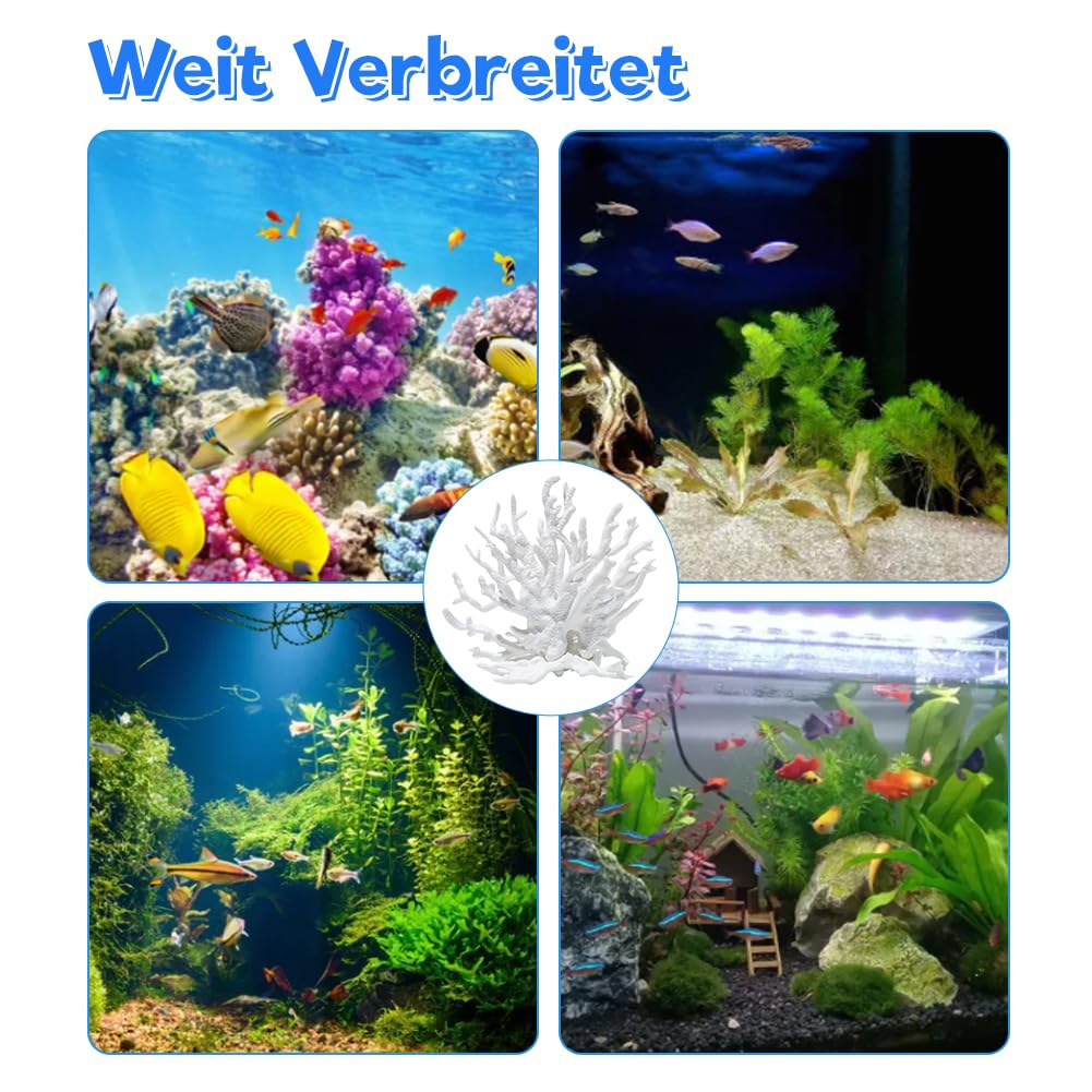 Lot de 2 coraux artificiels pour aquarium - Corail - Décoration pour aquarium - Corail - Plante aquatique - Décoration pour paysage sous-marin - Blanc
