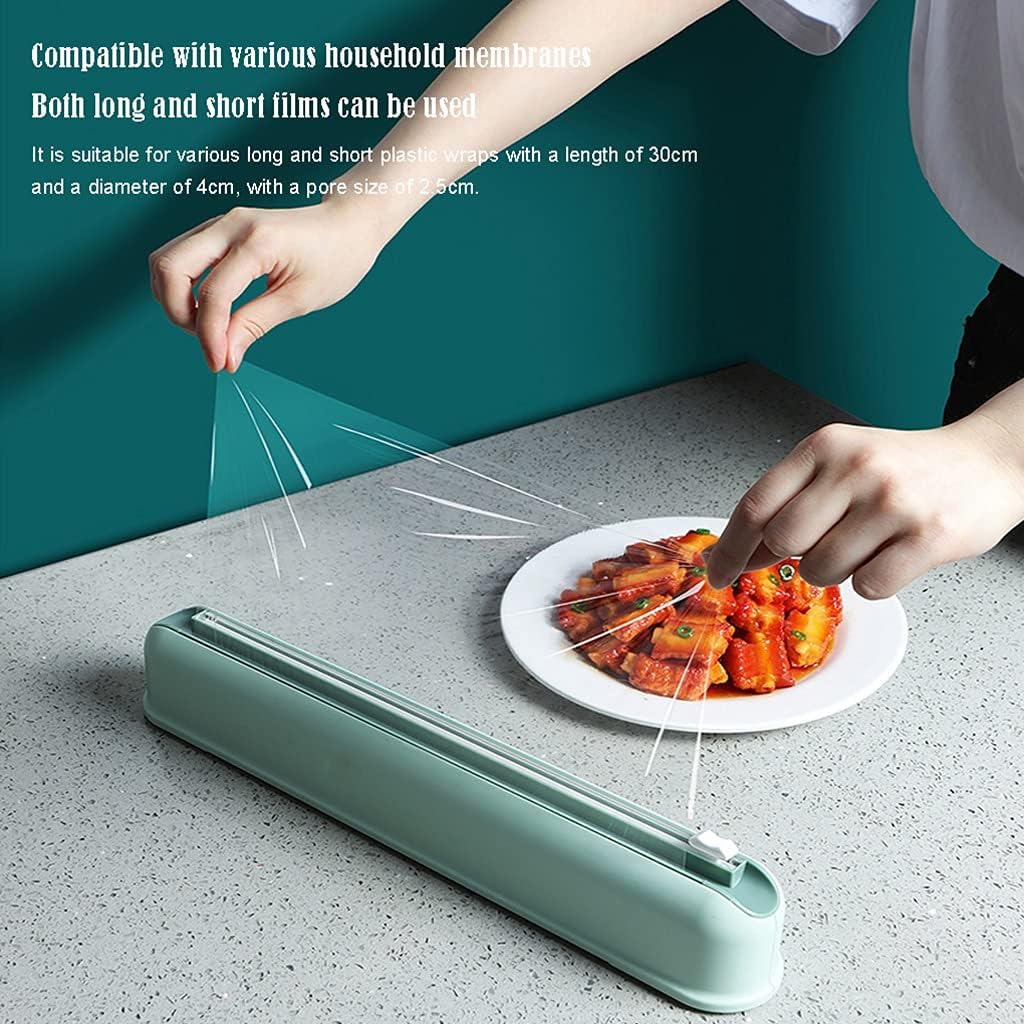 Catering Cling Film, Cling Film Dispenser and Cutter 38cm, Plastic Kitchen Foil and Cling Film Wrap Dispenser Cutter with Magnetic, Used for Fruit Preservation and Food Storage Cutting (Size