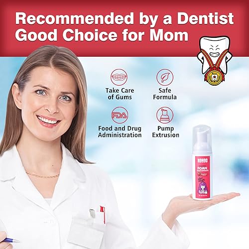 Miniatura 6 de NOHOO Pasta de dientes de espuma sin flúor para niños, fresa, pasta de dientes de entrenamiento natural para bebés y niños pequeños, limpieza oral y
