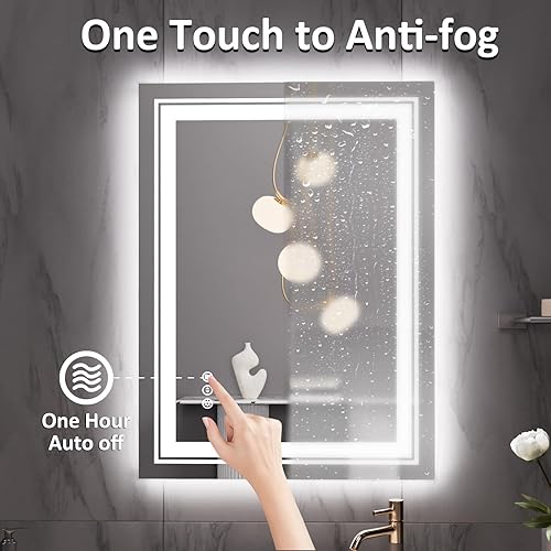 Miniatura 11 de Espejo LED de baño, 36 x 36 pulgadas con luz frontal y retroiluminada, antiniebla, espejo de tocador de baño para pared, función de memoria