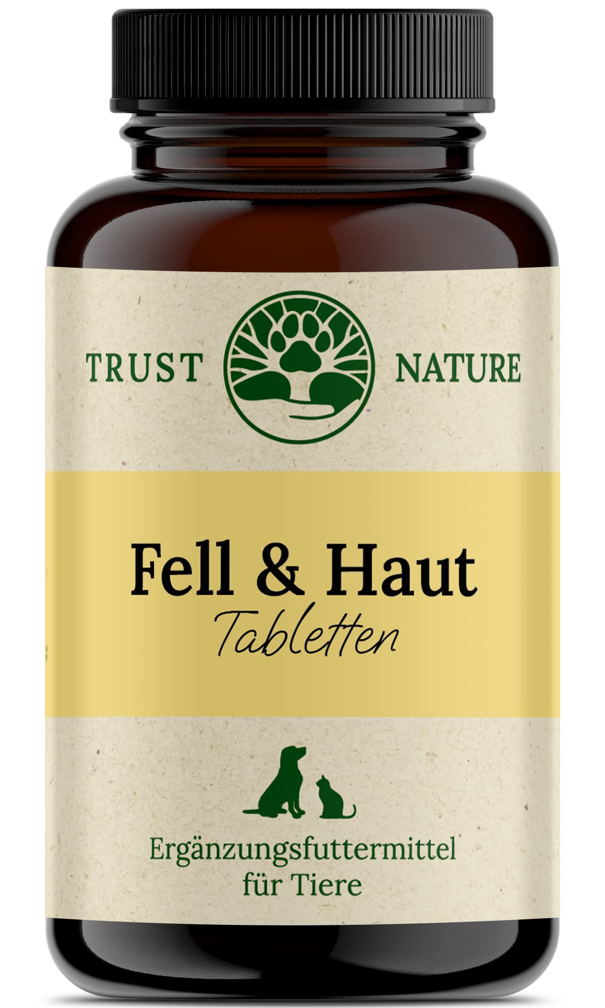 Trust Nature | Fell & Haut Kautabletten für Hunde & Katzen | Bierhefe, Zink, Biotin, Omega 3, MSM und Spirulina | 90 Tabletten | Laborgeprüft I Made in Germany