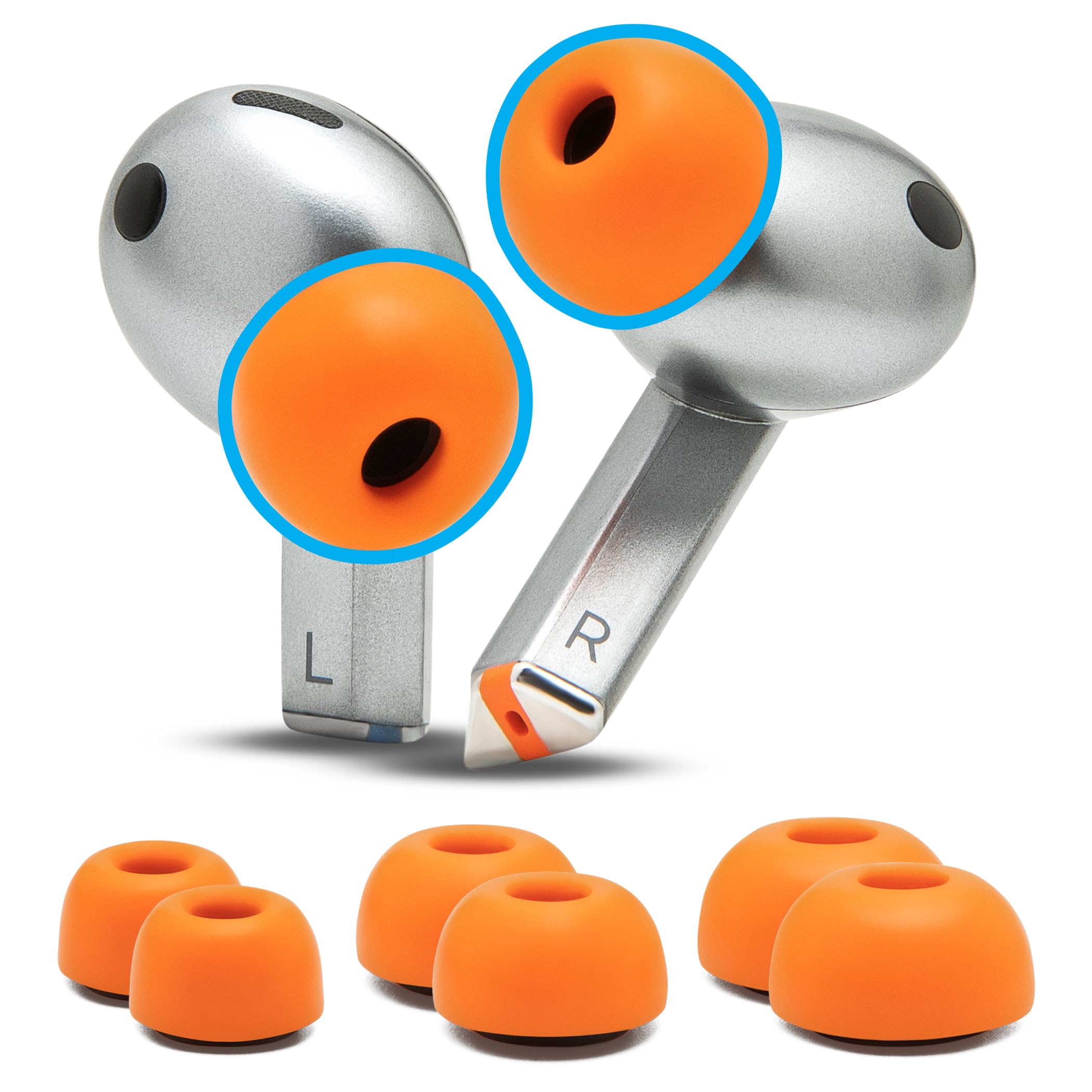 WC TipZ Galaxy – Wkładki z Pianki Memory Foam Kompatybilne z Samsung Galaxy Buds Pro 3 & Pro 4 od Wicked Cushions | Lepszy Komfort, Uszczelnienie i Sprężystość | Pomarańczowy