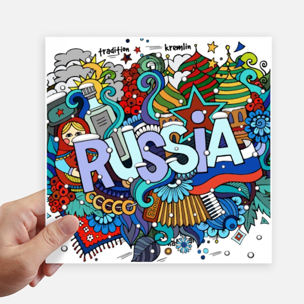 Sticker accordéon Russie 20cm pour personnaliser facilement vos objets lisses