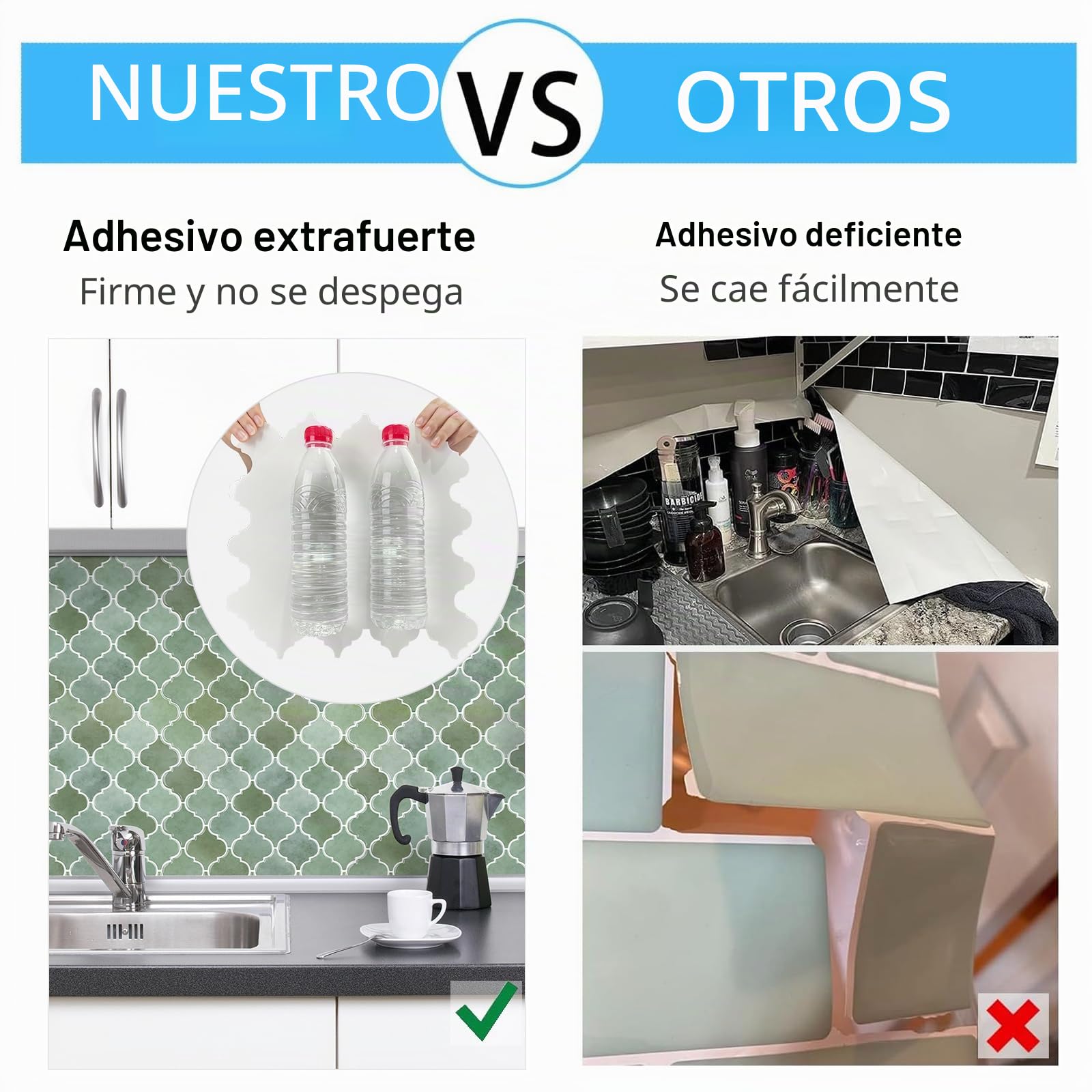 Azulejos Arabesque para Despegar y Pegar para Cocina, Azulejos De Pared De Diseño más Grueso, 10 Hojas 3D Autoadhesivas, Azulejo Verdes De 12 X 12 Pulgadas para Cocina y Baño