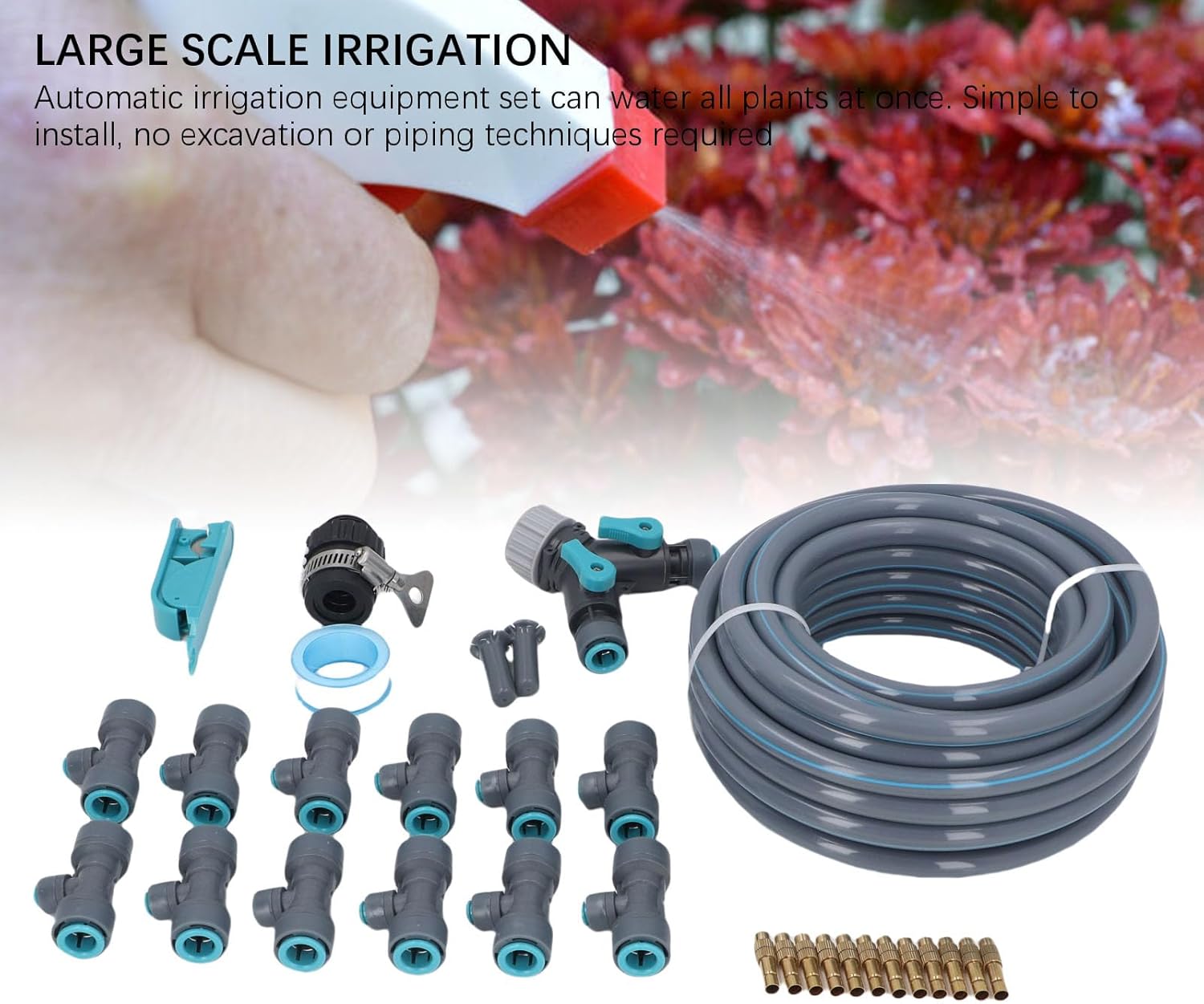 Automatic Drip Irrigation Equipment Efficient Garden Watering System for Farming, Lawn, and of PVC, PE, ABS 32.8ft