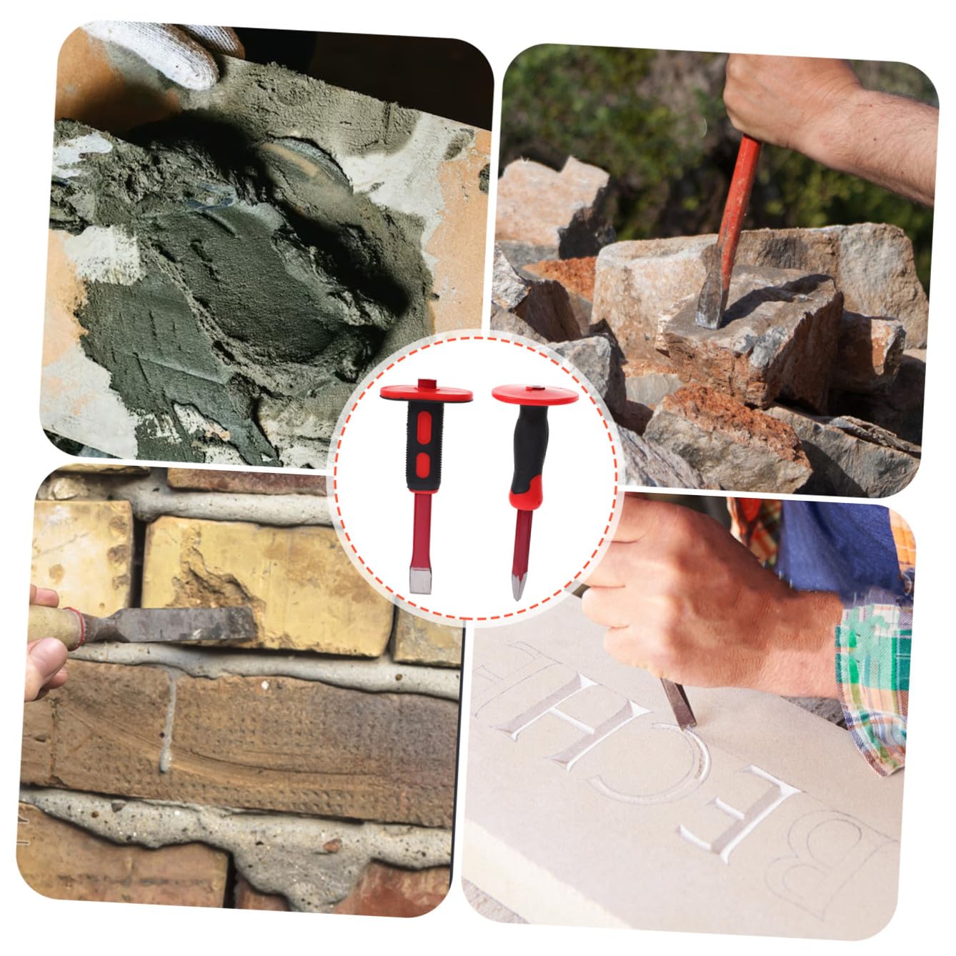 MAGICLULU Set Tagli Precisi 2 Pezzi Scalpelli per Muratura e Lavoro Pesante in Acciaio Cromo Vanadio Impugnatura in Pvc per Edilizia e Lavorazioni Metalliche