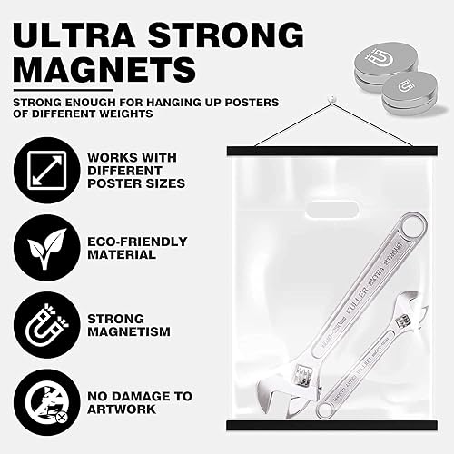 Miniatura 22 de Ywlake - Kit de marco magnético de madera estilo gancho, para colgar pergaminos, pósteres, mapas, lienzos y obras de arte de 12 x 18 pulgadas, 12 x