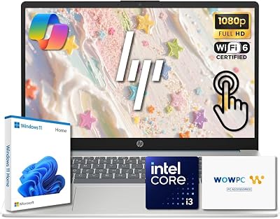 HP 15.6" Pavilion FHD Touchscreen Laptop | Intel Core i3 | 8GB DDR4 | 128GB PCIe SSD | AI Enhanced Win 11 | Numeric Keypad | Wi-Fi 6 & HD Webcam | WOWPC USB | Up to 10H Battery for Work & School
