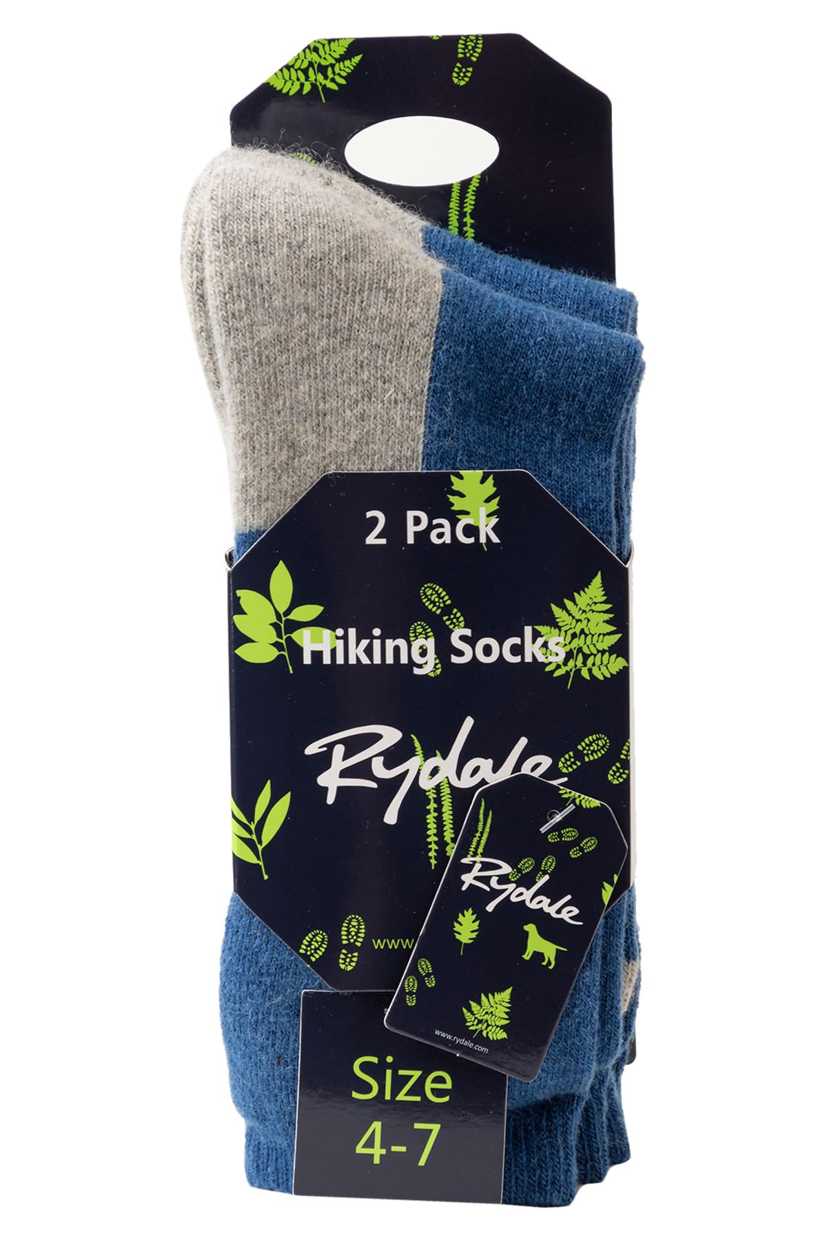 Rydale Ladies Hiking Socks 2 Pack Women's Ankle Sock Warm Wool Blend Cushioned Thermal Socks (UK, Numeric, 4, 7, Regular, Regular, Denim)