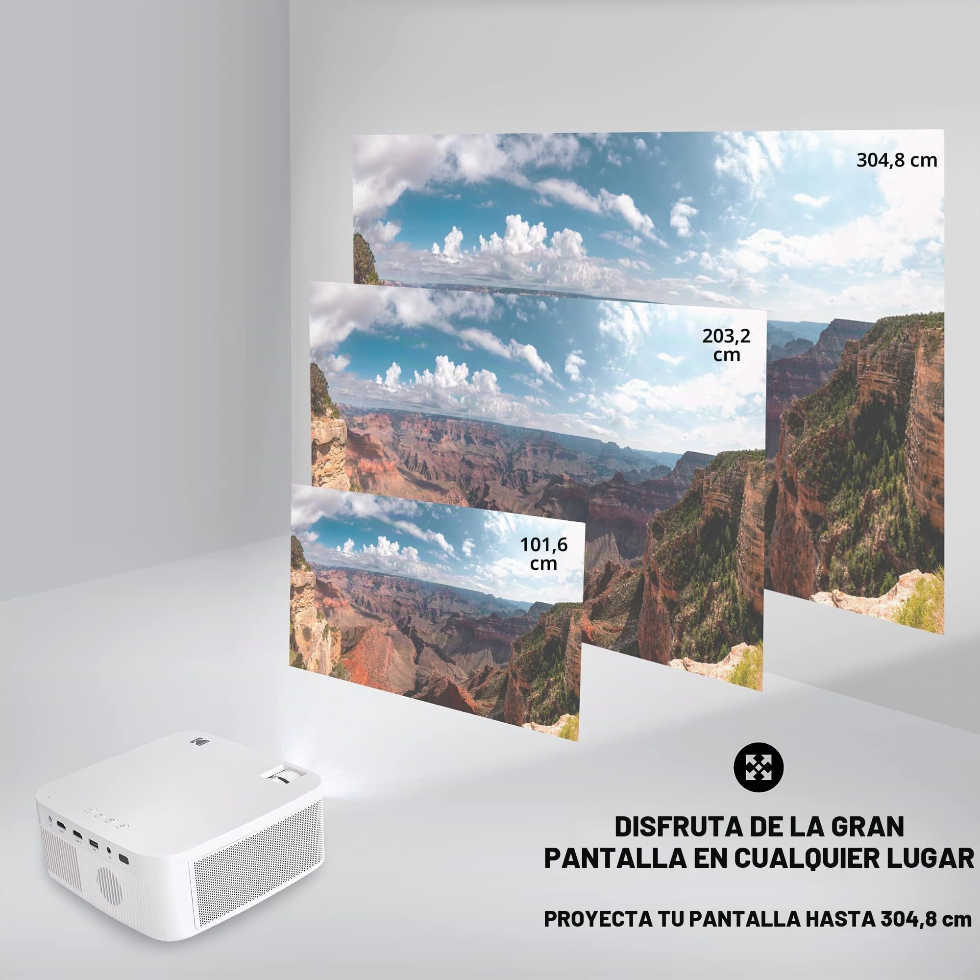 KODAK Proyector Multimedia FLIK X10 Full HD, Mini Sistema de Cine en casa Compacto y portátil con Control Remoto, proyección de Video nativa de 1080p y Cable HDMI