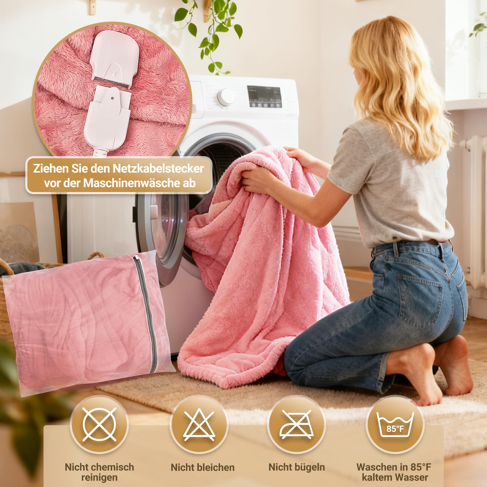 Charmofun Heizdecke mit Abschaltautomatik, 130x180CM Elektrische Wärmedecke, 8 Heizstufen, 12 Stunden Auto-Off-Timer, Maschinenwaschbar, Wärme doppel-Decke Flanell für Bett Sofa Büro